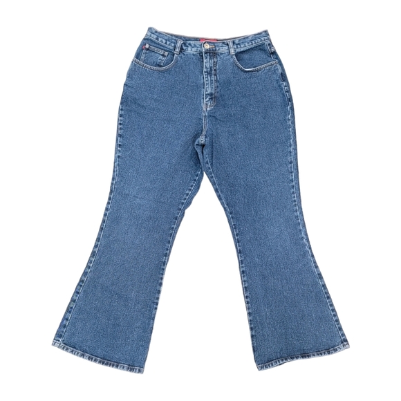 Zana Di Flare Blue Denim Jeans 100% Cotton Curvy Fit Size Women's 16 - Picture 1 of 8